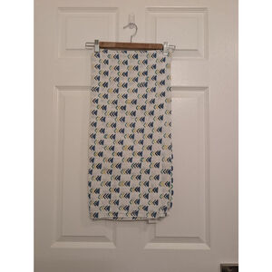 Baby Pottery Barn Modern Baby 47x47 White Blue Swaddle 100% Organic Cotton